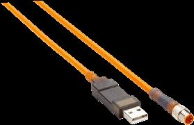 B: Stecker, USB-A, gerade Leitung: PVC, ungeschirmt, 2 m Kopf A: Stecker, M8, 4-polig, gerade Kopf B: Stecker,
