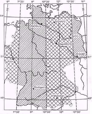 Anhang Teil 1 Hilfe des Satzes von Pythagoras berechnet werden, sofern sie sich im gleichen Meridianstreifen befinden.