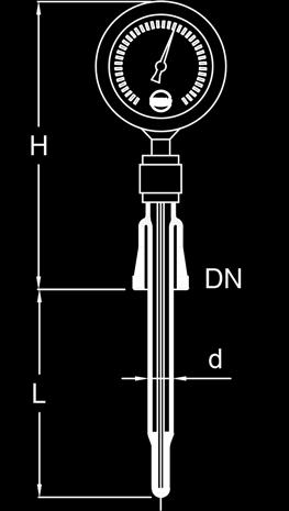 THERMOMETER MIT ÖRTLICHER ANZEIGE Thermometer mit örtlicher Anzeige können in gerader und abgewinkelter Form geliefert werden.