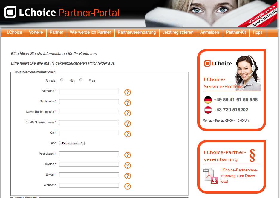 Partneranmeldung 1! 1. SchriG: im Internet anmelden unter www.partner.lchoice.de/lchpartner/lchoice.