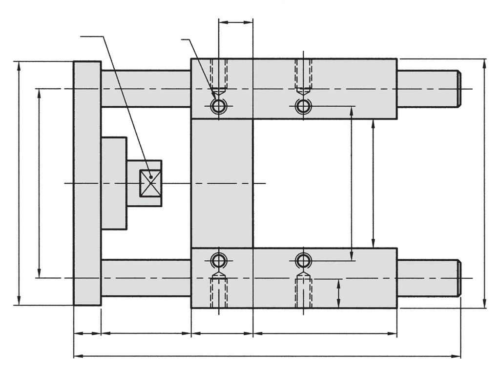 Baureihe L Führungseinheiten bmessungen Bauform CG W O F Z U C T H L2 D L1 + Hub L3 G ØP ØN ØI B Q Kolben-Ø B C D F G H Ø I L1 L2 32 97 49 51 17 9,25 93 45 12