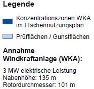 Stromgewinnung aus Windkraftanlagen (WKA) Anteil am Strombedarf 2030: rd. 40 % WKA pot. Anzahl Anlagen: rd. 180 (3 MW*2.