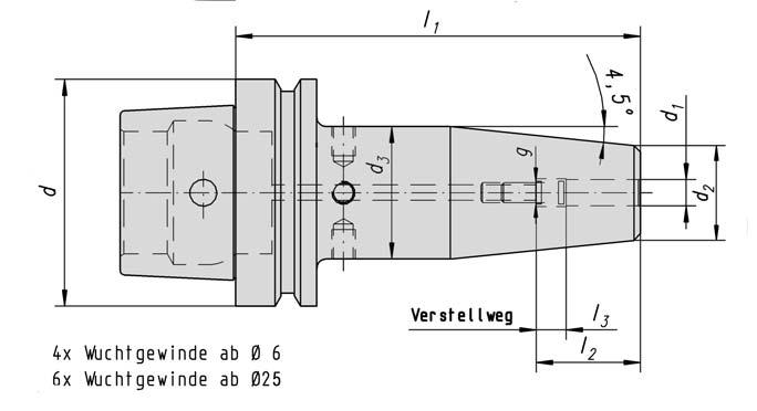 Schrumpffutter InduTerm DIN 69 893 HSK E Schrumpffutter InduTerm DIN 69 893 HSK E, lange Ausführung Shrink chuck DIN 69 893 HSK E Shrink chuck DIN 69 893 HSK-E long version DIN 69 893 HSK E DIN 69