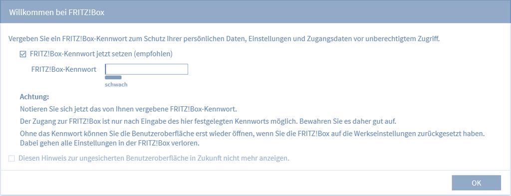 Einrichten der Fritzbox 2. 3. 1.
