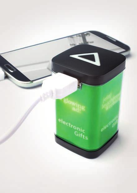 USB-Ladekabel Akkustand der Power Bank wird prozentual angezeigt geeignet auch für ablets Oberfläche ist Kunststoff glänzend (keine Gravur möglich) Seiten sind aus Aluminium (Gravur möglich) 4500 mah