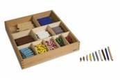Montessori Mathematik Aufbewahrungskasten für Spindeln + lose Spindeln Goldenes Perlenmaterial