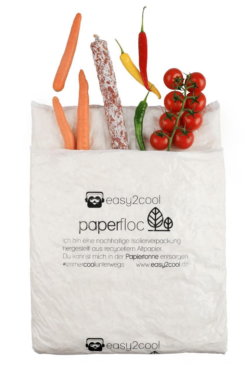 Pouch paperfloc Pouch Isoliertasche - die neue ökologische Versandverpackung für frische Lebensmittel!