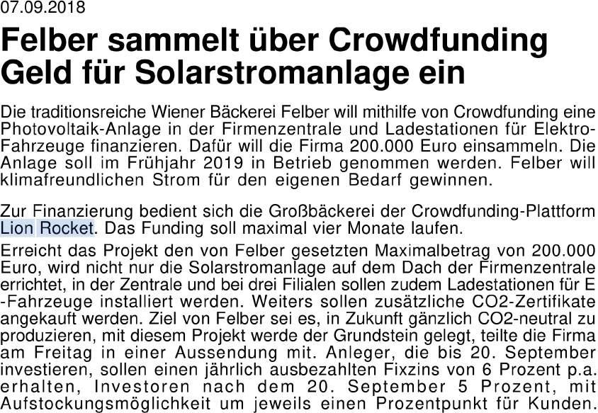 Felber sammelt über Crowdfunding Geld für.