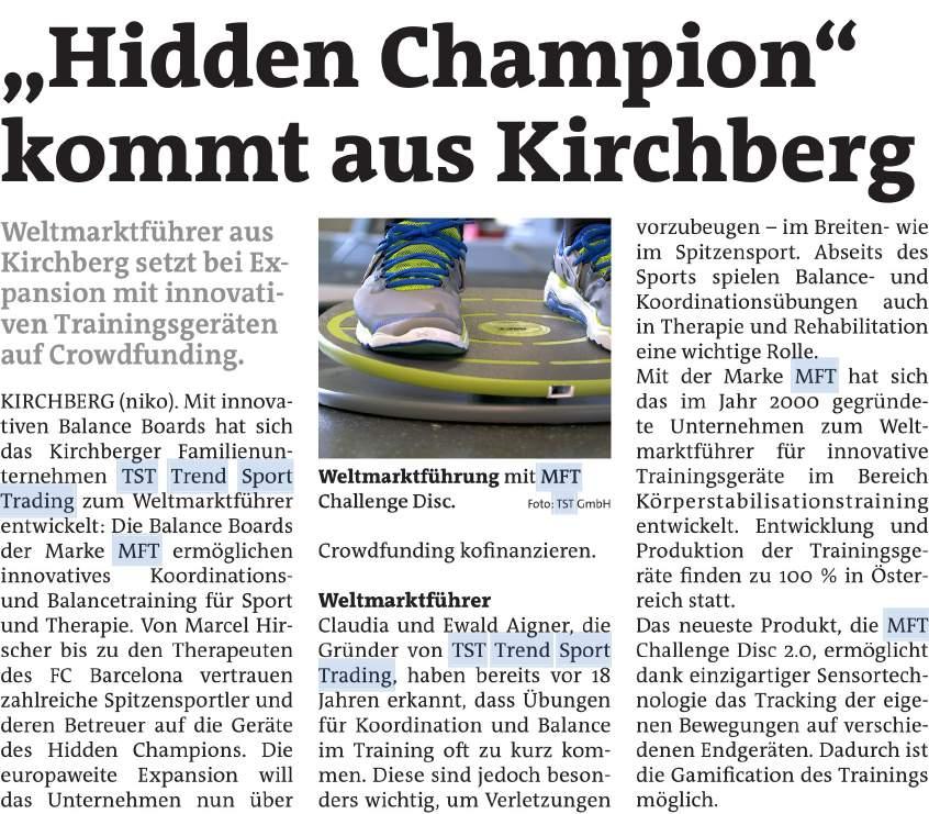 "Hidden Champion" kommt aus Kirchberg