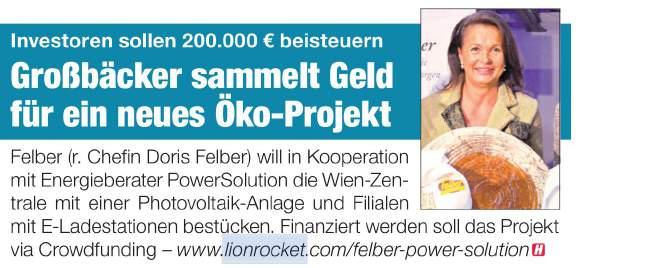 Großbäcker sammelt Geld für ein neues Öko-Projekt Heute/Gesamt Seite 9 7.