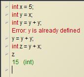 Zweites Programm (Skript) Analysemöglichkeit Variable Anweisung int x = 5; 5 x y z int y= x; 5 5 y = y + y; 5