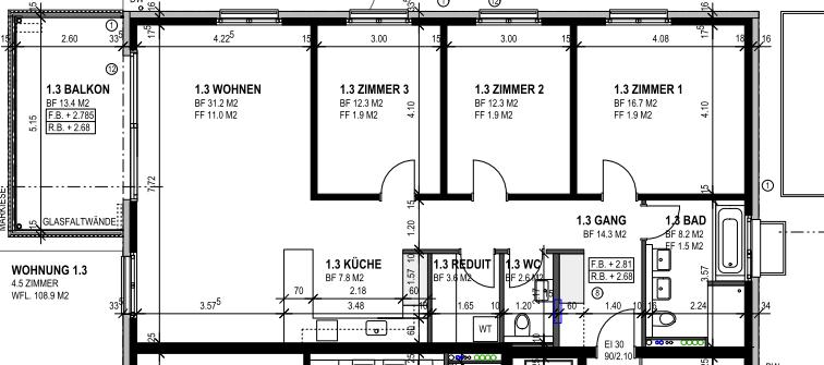 Wohnungstyp 2 / 4,5 Zimmerwohnungen ( 108 m2) Mietzinsen: EG mit Garten: CHF 3 180.00 (inkl. 280.