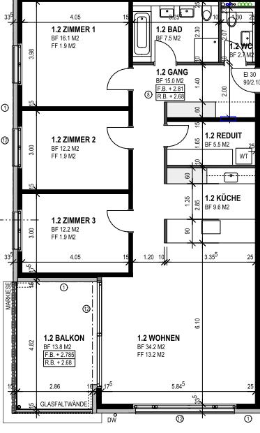 Wohnungstyp 3 / 4,5 Zimmerwohnungen ( 114 m2) Mietzinsen: EG mit Garten: CHF 3 380.00 (inkl. 280.