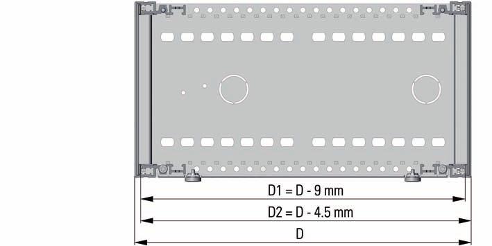 // Produkt-Information Maßbilder Frontansicht Seitenansicht standard D = Gesamttiefe D1 = Nutzbares Innenmaß D2 = Einbautiefe im