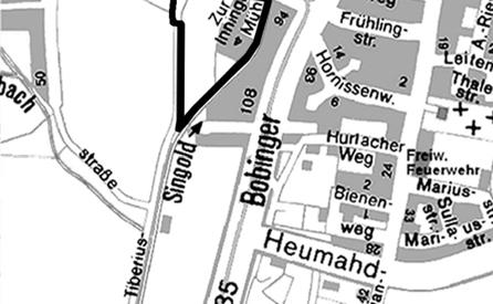 887 für den Bereich zwischen der Bergheimer Straße (teilweise einschließlich) im Norden, der Tiberiusstraße (teilweise einschließlich) im Westen und der Singold im Osten, in der Fassung vom 25.09.