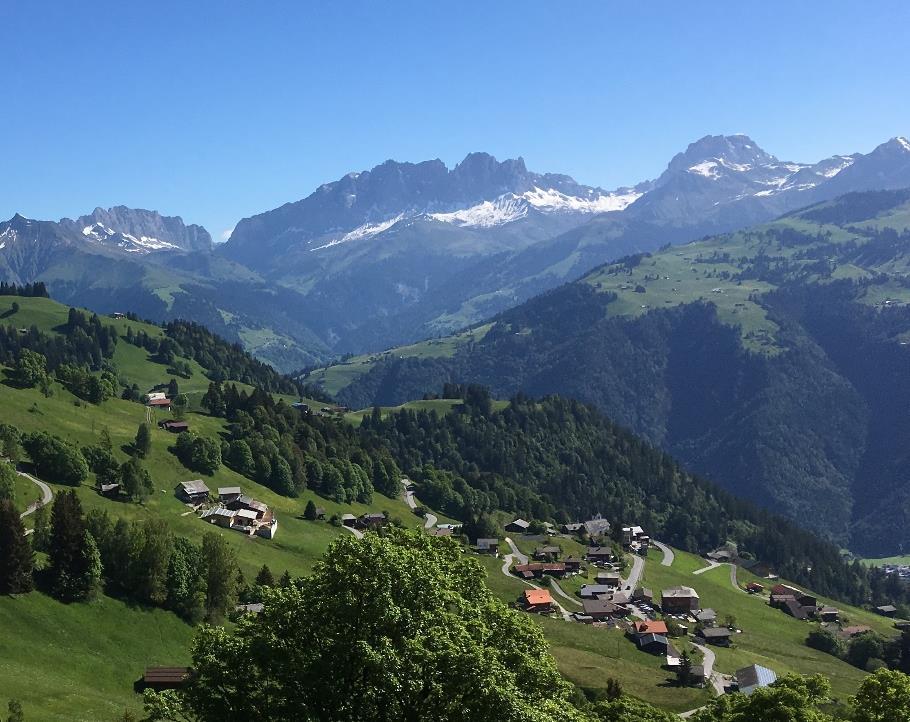 Wanderund Bikewegen. Eine beschauliche Wanderung über den Furnerberg führt durch Alpen und Moorlandschaften.