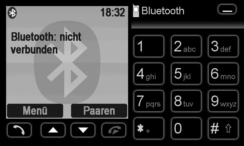 GRUNDLEGENDE FUNKTIONEN BLUETOOTH Öffnen Sie die Bluetooth -Anwendung durch das Antippen Bluetooth im Hauptmenü.
