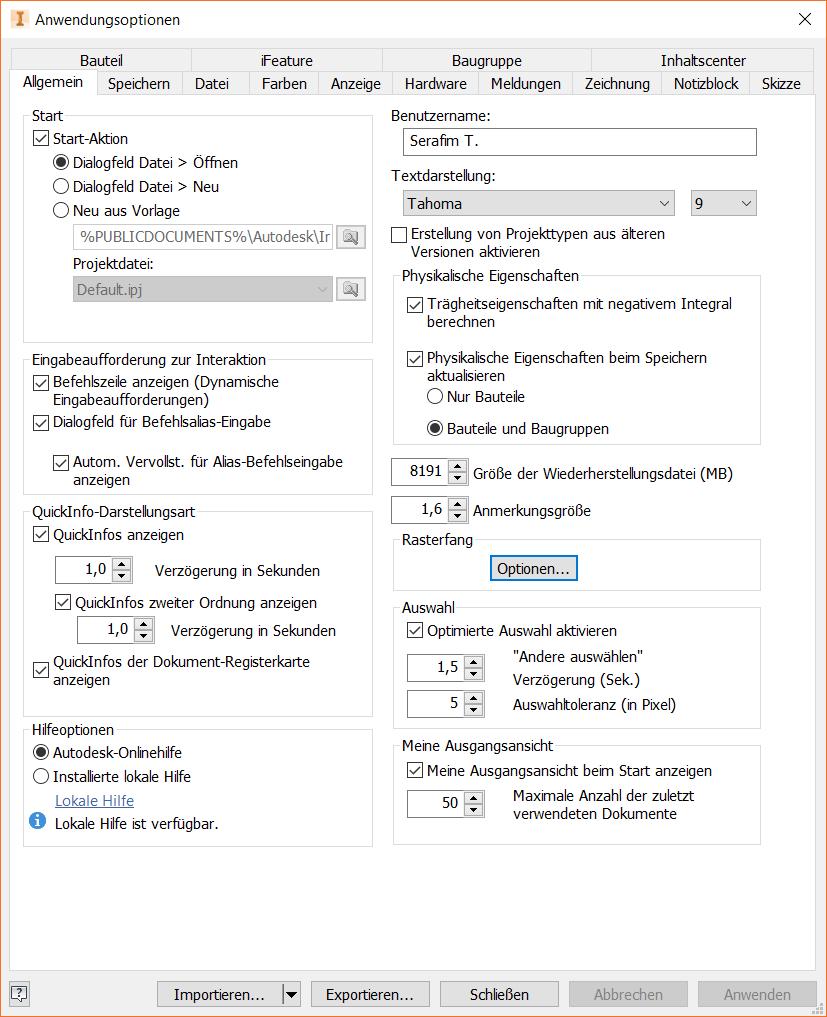 Bei großen oder komplexen Modellen und Zeichnungen sollten Sie die Dateigröße erhöhen, um für eine ausreichende Wiederherstellungskapazität zu sorgen.