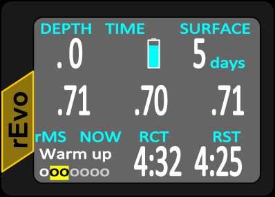 rms Anzeigen am shearwater-display Definitionen RCT - Remaining Cycle Time Verbleibende Zeit, bis ein Rotationswechsel der Kalkbehälter gemacht werden soll.