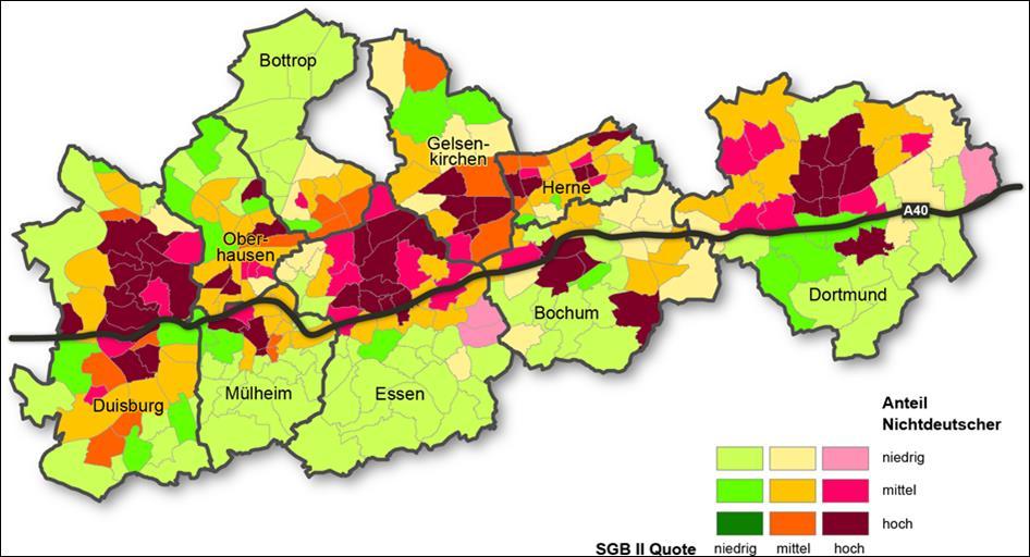 Stadträumliche Fragmentierung: Überlappung sozialer und