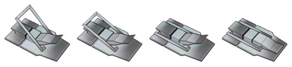 Äußeres Klickverschlussverfahren: Das Klickverschlusssystem an der Außenseite der Sauna besteht aus zwei Halterungen, die sich fest