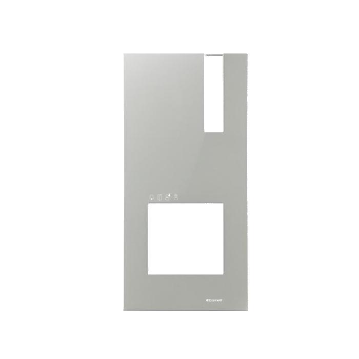 Farbe grau.  Frontblende für Türstation Quadra mit mechanischen Tasten, Farbe Schwarz.