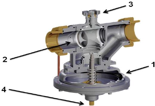 1/2" Außengewinde Abbildung 1: Abmessungen (mm) VP101x (DN 40 und DN 50) 1 Differenzdruck-Regelventil 2 Kugelhahn zur Regulierung des