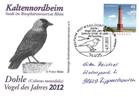 mit Briefmarke Deutsche Post Leuchttrum,