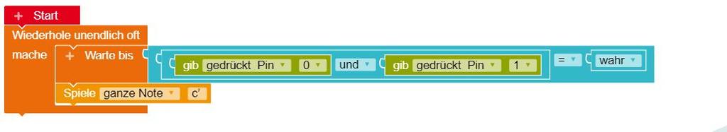 Die Note gleichzeitig abspielen und auf der LED Matrix anzeigen. (Tipps: 1. Zeige Zeichen-Block (Pfeil beim Zeige Text-Block); 2.