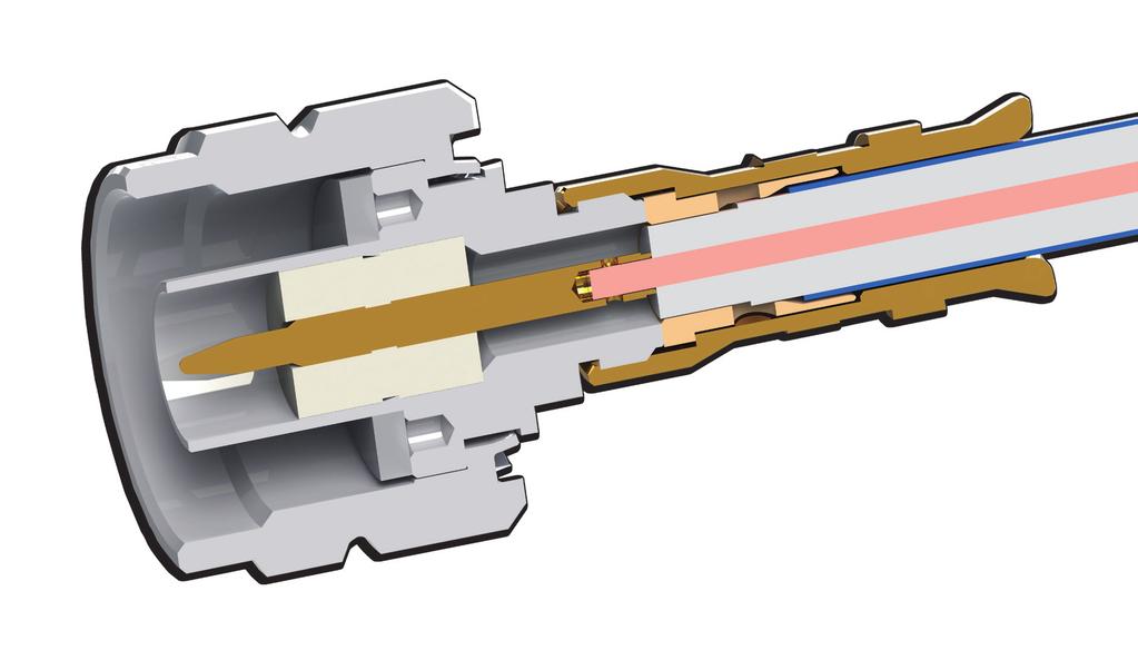 Aufbau der TestLine Kabel TestLine Steckverbinderdesign Überwurfmutter aus Edelstahl Steckerkörper aus