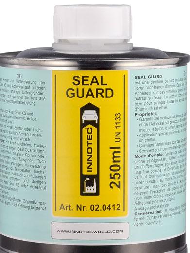Untergründen geeignet. Seal Guard reicht bei einer Auftragsbreite von 5 cm für ca. 46 Laufmeter Verklebungsstrecke.