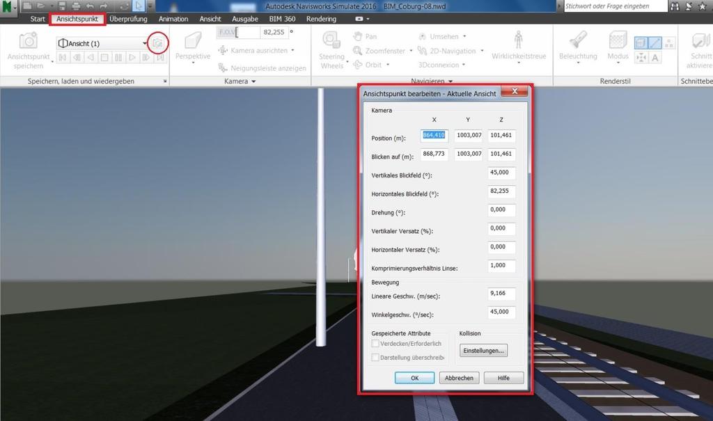 2.2 Navisworks -Projekte (.nwd) rendern Um ein Navisworks -Projekt mit A360 über die Cloud online zu rendern, wird die gewünschte.nwd-datei in Navisworks Simulate oder in Navisworks Manage geöffnet.