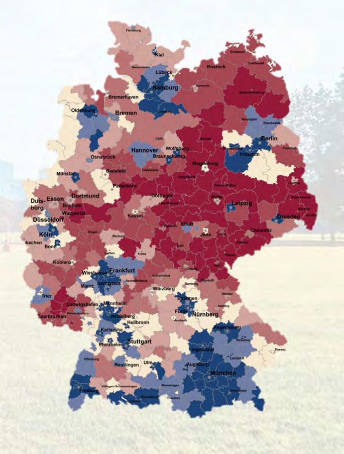 5 VOM LAND IN DIE STADT Bevölkerungsentwicklung 2012-2030 in % Kreise und kreisfreie Städte in Deutschland unter - 10,0-10,0 bis