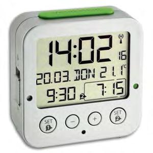 02 Bingo Funk-Wecker mit Temperatur wie 60.2528.01, weiß 81 x 33 x 81 mm, 116 g, 2x 1,5V AA, EK-EL bingo radio controlled alarm clock with thermometer as 60.2528.01, white «bingo» reveil radio pilote avec thermometre comme 60.