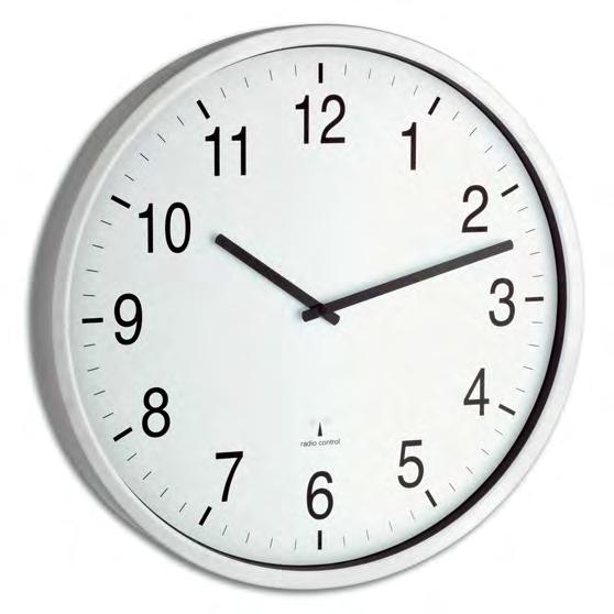 Ø 305 x 48 mm, 821 g, 1x 1,5V AA, EK-EL radio controlled wall clock frame made of brushed stainless steel, silent Sweep movement, glass cover,
