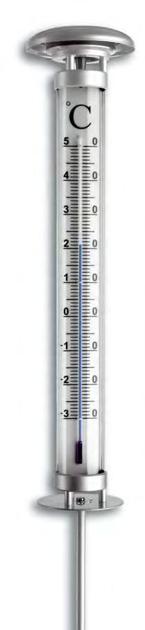 design garden thermometer eloxed aluminium, weather resistant, for putting into the ground (with 2 rods of stainless steel) or for wall mounting «central park» thermometre de jardin design aluminium