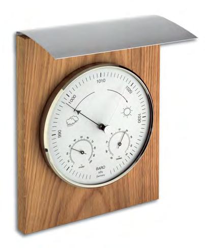synchron design weather station for indoor/outdoor use (barometer, thermometer, hygrometer), aluminium polished and eloxed, for hanging «synchron» station