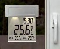 and time switch, for outdoor temperature, maximum and minimum values with auto reset, time, weather resistant, with adhesive foil «vision solar» thermometre de