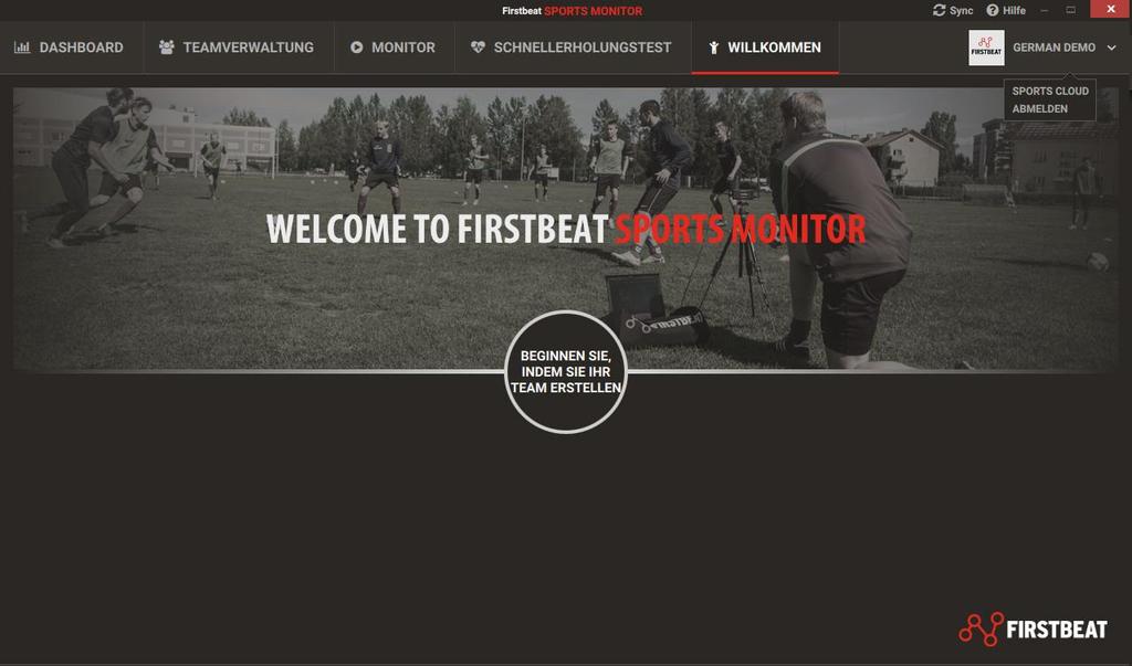 FIRSTBEAT SPORTS MONITOR STARTEN 12 Melden Sie sich mit Ihren Zugangsdaten für die Sports Monitor Software an nachdem Sie die Software installiert haben.