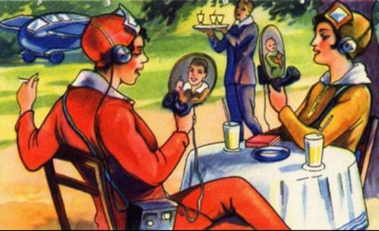 Kommunikation bei der Arbeit und in der Freizeit Video telephony according to a 1929 vision