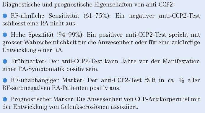 Rheumatoide Arthritis : anti-ccp / RF SMF 2009;9,40:711 RF und CCP-Ak gleichzeitig bestimmen,