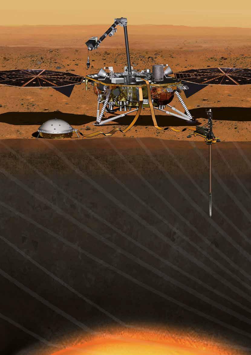 InSight ist eine geophysikalische Station auf dem Mars, die mit einer bis zu fünf Meter in den Boden vordringenden Messsonde und einem Seismometer den Wärmefluss aus dem Inneren, die thermische