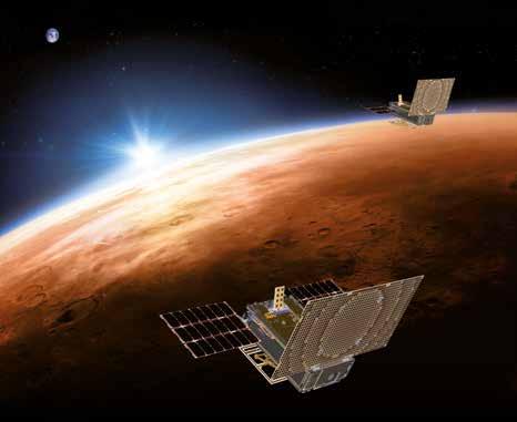 Minisatelliten, Neigungsmesser und Laserreflektoren Mini Satellites, Inclinometers, and Laser Reflectors Eine Neuheit bei dieser Mission sind die zwei Kleinsatelliten MarCO (Mars Cube One), die auf