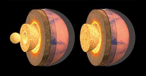 Bilder / Images: JPL/NASA a Die konvektive Kühlung des Gesteinsmantels kann sogar Konvektion im Kern und dabei einen Dynamomechanismus antreiben, der ein planetenweites Magnetfeld erzeugt, wie wir es