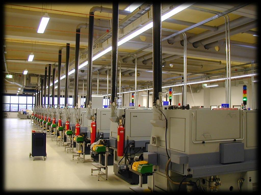 -5- Die Firma Büchel Projektbeispiel Zentrale Absauganlage Absaugung von bis zu 50 Werkzeugmaschinen Volumenstrom der