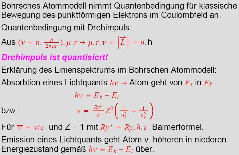 Erklärung der Spektren im Bohrschen Modell Mai