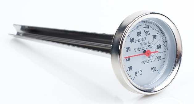 Bimetall-Thermometer H 021 mit Spitze zum Einstechen und klappbarem Handgriff Bimetall Zeigerthermometer zur Temperaturmessung in Lebensmittel und Getränken.