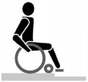 Ein geübter Fahrer kann Stufen und Bordsteine problemlos allein hinunterfahren: L WARNUNG: Kippgefahr Falls Sie noch unerfahren im Umgang mit dem Rollstuhl sind, lassen Sie sich helfen. 1.