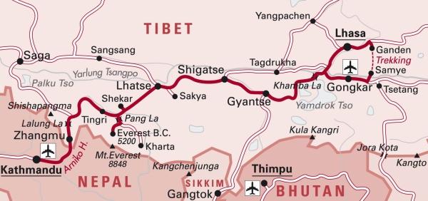 Tibet Kulturreise, Trekkingreise Yaktrekking: Unterwegs wie die Nomaden Kurztrek Ganden - Samye; via Everest Base Camp von Lhasa nach Kathmandu 12x 4x 4x 4900 3 Jan Feb Mär Apr Mai Jun Jul Aug Sep