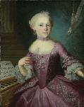 Maria Anna (Nannerl) im Galakleid Ölgemälde, vermutlich von Pietro antonio Lorenzoni, Salzburg, um 1763 Leopold ließ dieses Porträt seiner tochter nach dem erfolg reichen Konzert mit ihrem bruder am